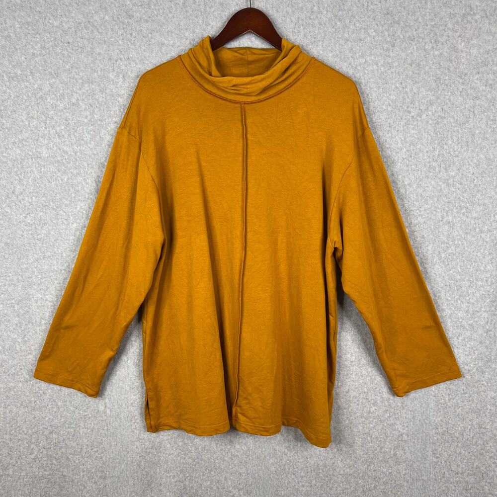 Bryn Walker Mustard Yellow‎ Turtleneck Cotton Bamboo Blend Vail Tunic Size Large